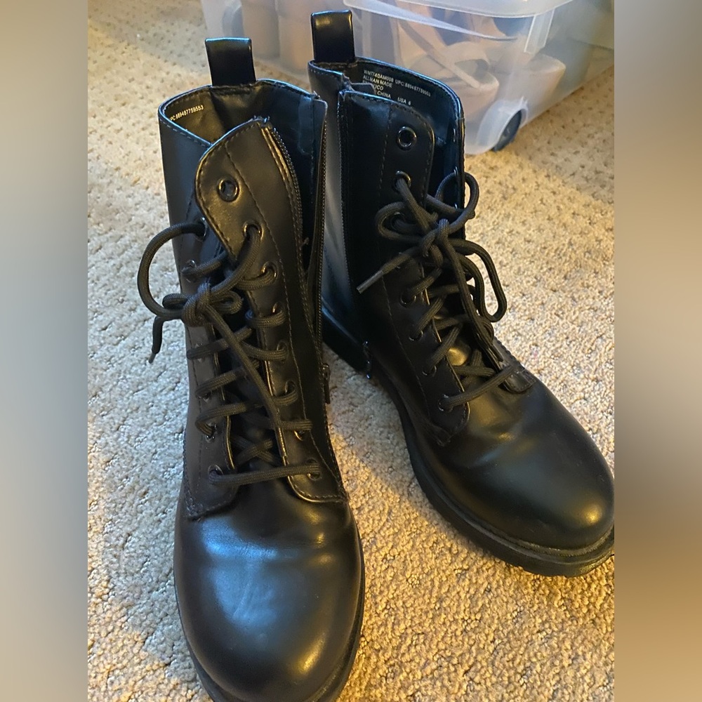 Black combat boots